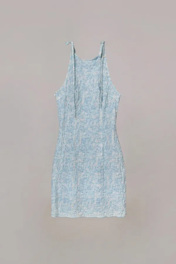 FLORAL HALTER DRESS_BLUE