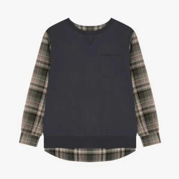 1/2 BLEND PATCH SWEATSHIRTS (CHARCOAL/BROWN)