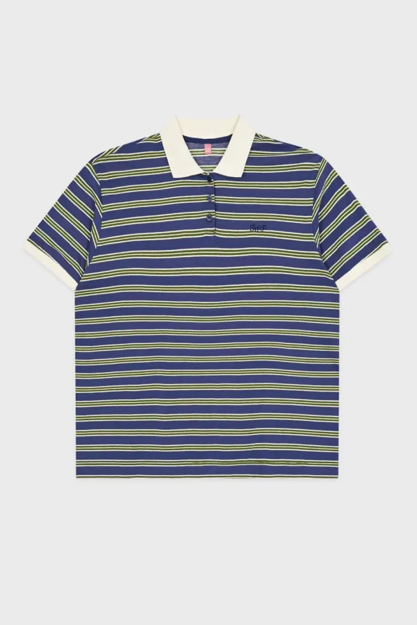 Stripe Half Sleeve PK Shirt (Blue)