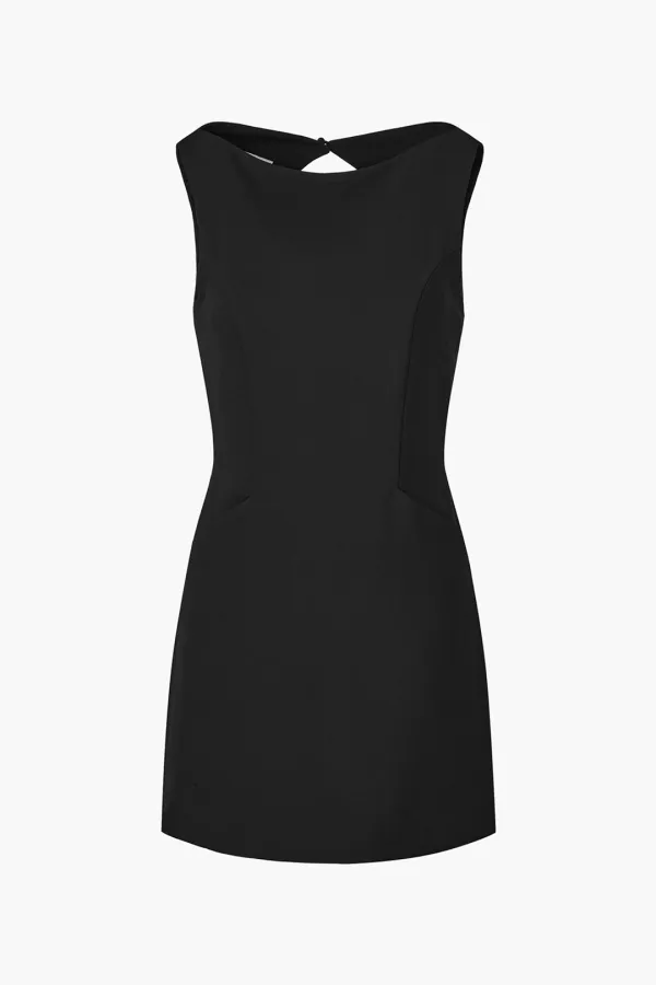 Organza Back Mini Dress, Black