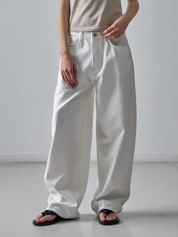 와이드 테이퍼드 데님_clean white