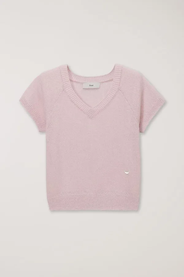 SUMMER LINEN V-NECK KNIT SOFT PINK