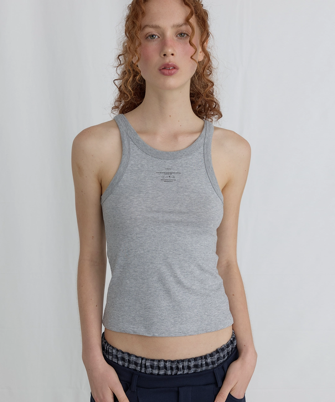 오데스 LABEL WEAR TANK TOP - GREY 상품 이미지 2