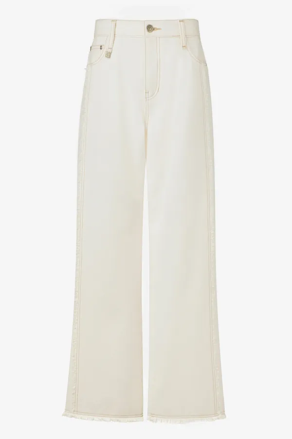 [1st Re-order] Side Frayed Wide Denim Pants, Ivory