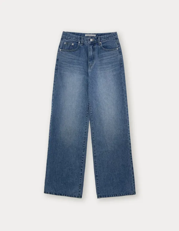 Ten Wide Denim Pants - Middle Blue