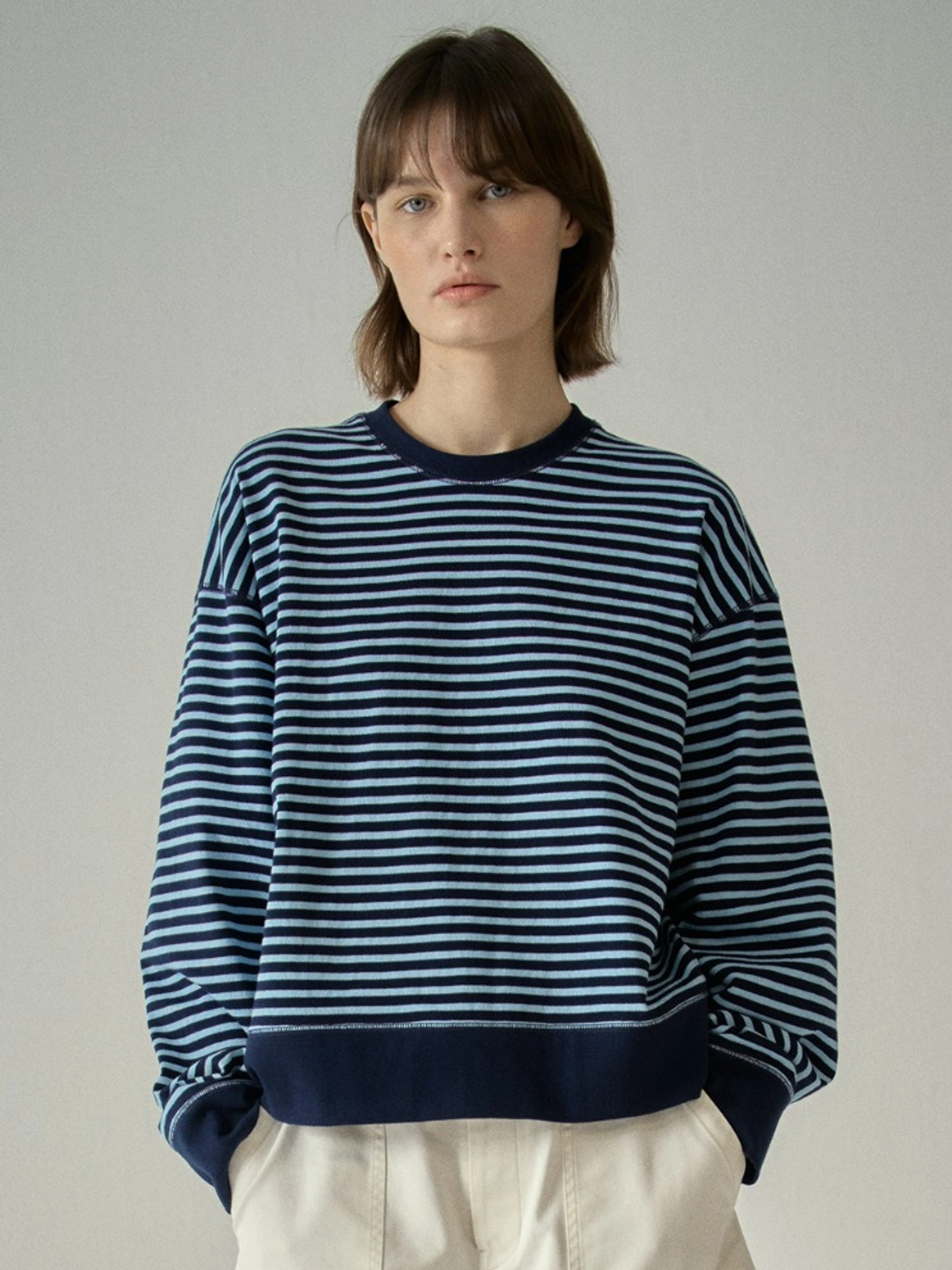 파사드패턴 릴렉스 스웻 셔츠_navy blue 상품 이미지 1