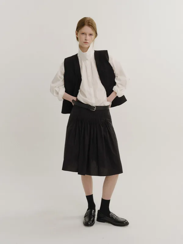 Pinto Pleated Midi Skirt (Black)