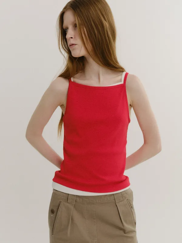 Soft ribbed sleeveless (Red)
