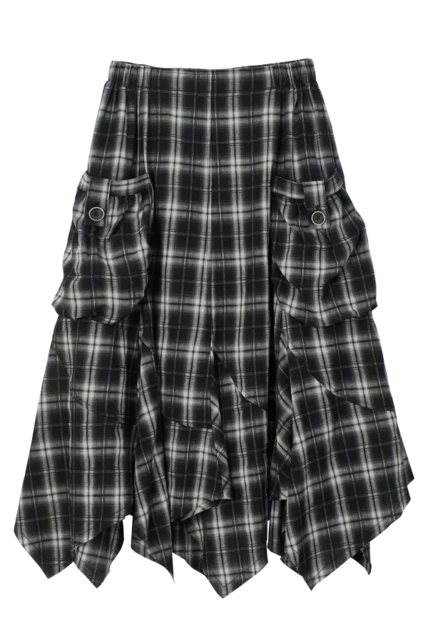 CHECK POCKET SKIRT_BLACK