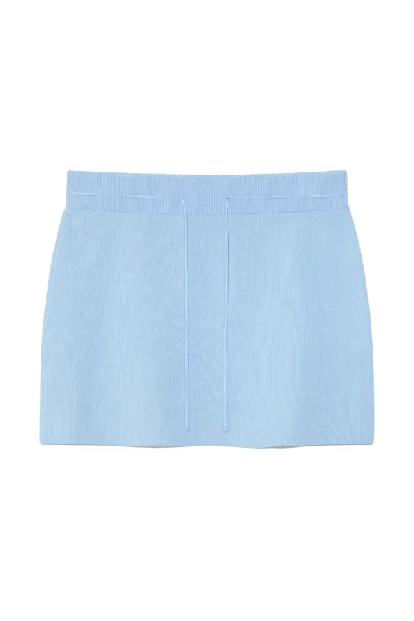 TWO TONE BANDING KNIT MINI SKIRT IN BLUE