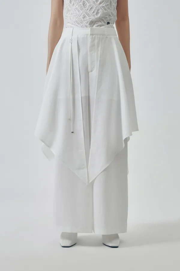 Layered Drape Strap Trouser [ White ]