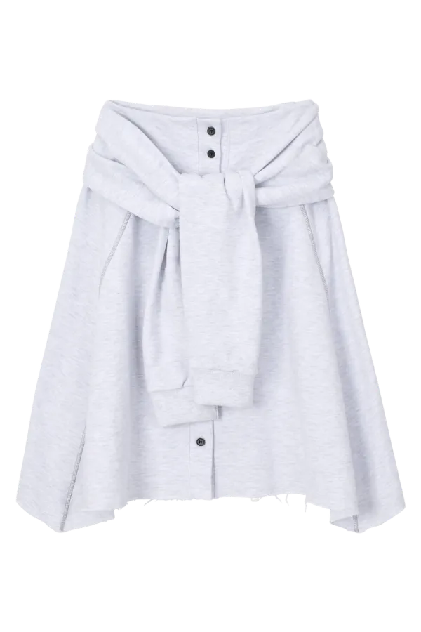 COTTON TIED SKIRT_WHITE GRAY