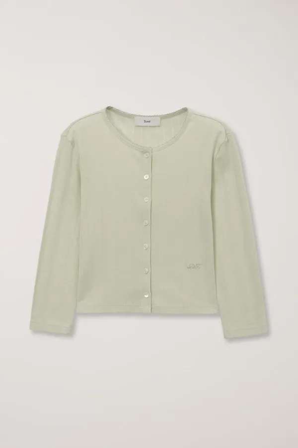 POINTELLE CREWNECK CARDIGAN MINT