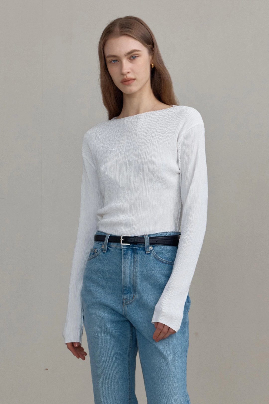 오브오브 [7차] Pleats Cutting Top_White 상품 이미지 1