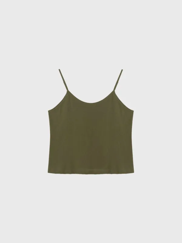 Cotton camisole sleeveless top (green / white / dark brown / dark gray)