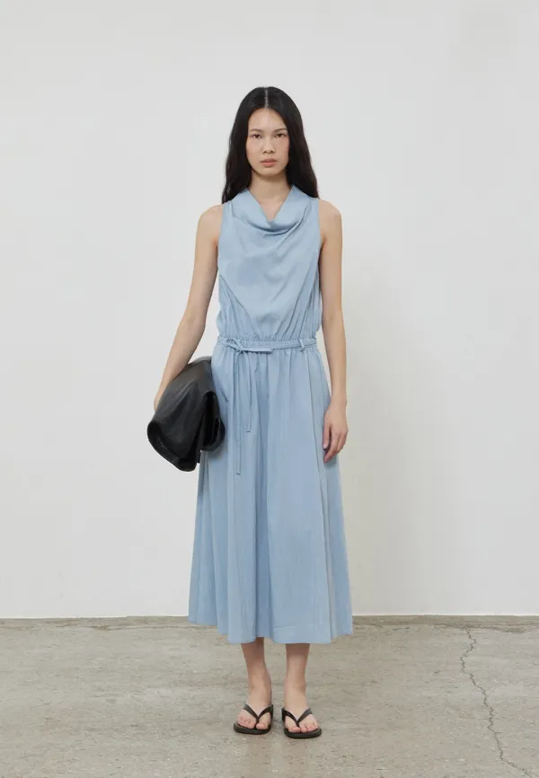 COWL DRAPE LONG DRESS - BLUE