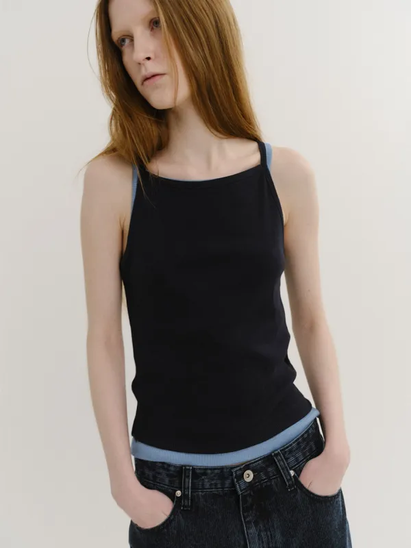 Soft ribbed sleeveless (Dark navy)