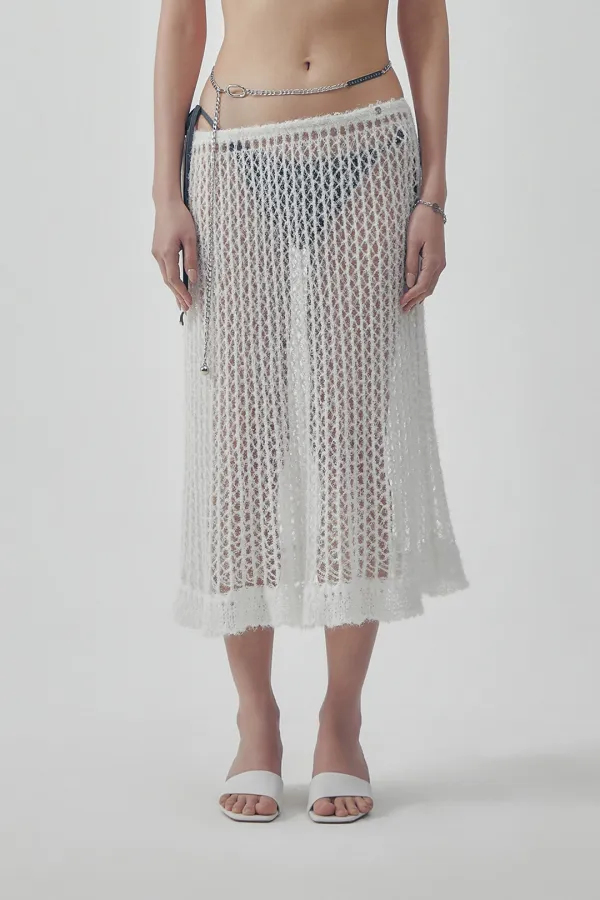 Soft Kint Layered Skirt [ White ]