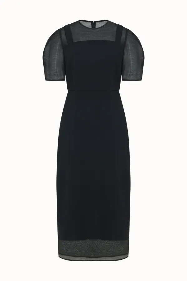 Sheer Balloon Dress[LMBFSU25DR5809]-Black