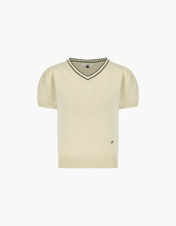 v neck half sleeve pullover - butter