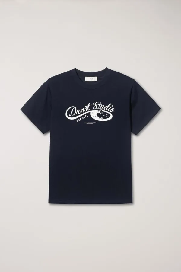 UNISEX WAVE LOGO T-SHIRT FRENCH NAVY