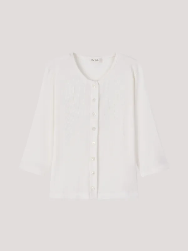 [4th] Cotton Half Cardigan_Ivory