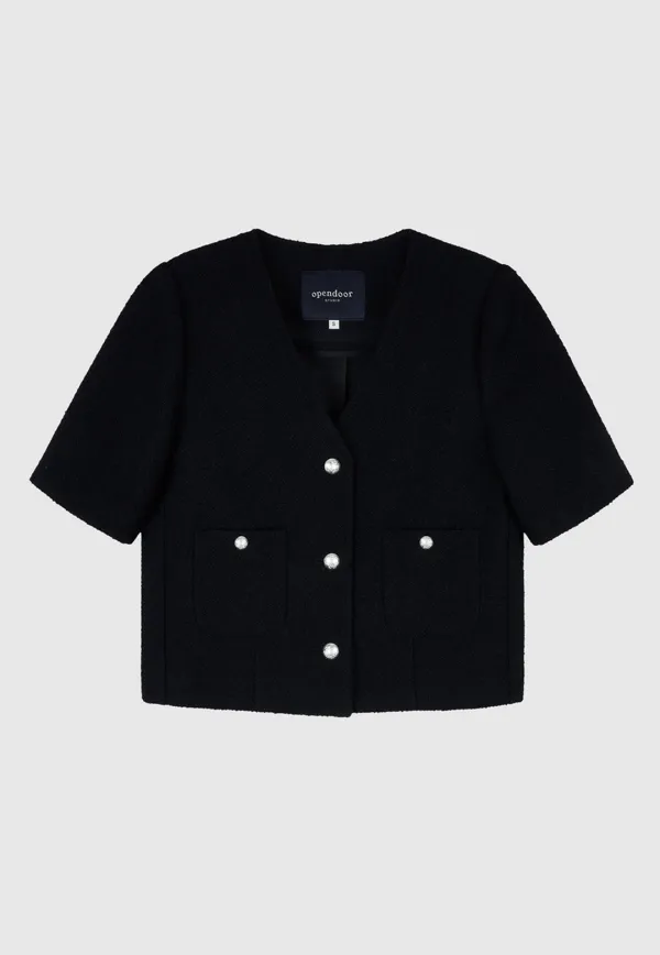 [6월 4일 순차배송]Summer tweed jacket Black