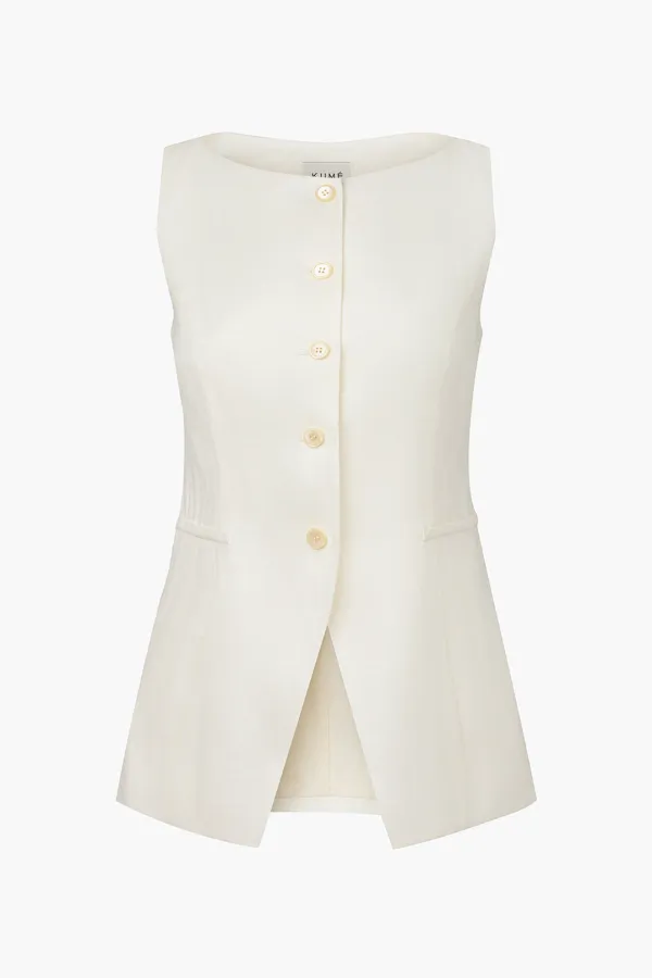 [3rd Re-order] Linen Boat-neck Vest, Ivory
