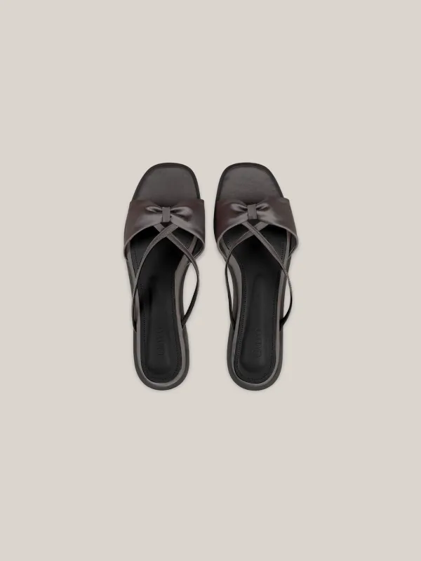 RIBBON SATIN FLIP FLOP [ CHARCOAL ]