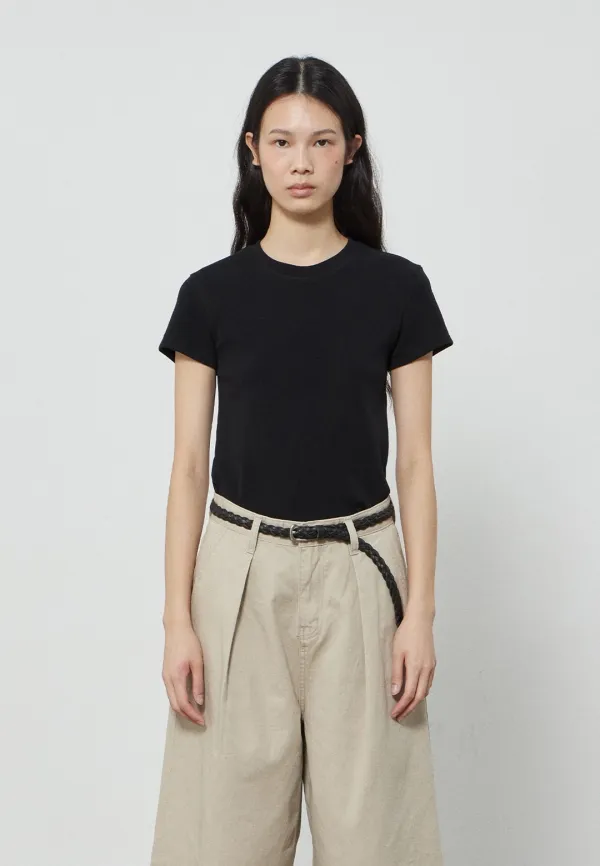 COZY RIBBED T-SHIRT - BLACK