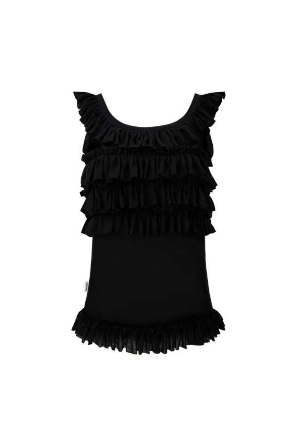 FRILLY SLEEVELESS (BLACK)