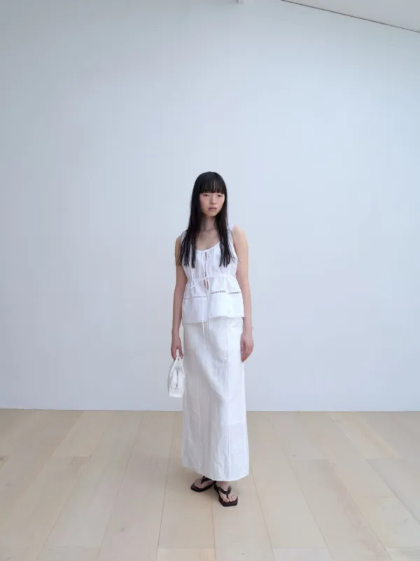 [Exclusive] Washed skirt (white / khaki / brown)