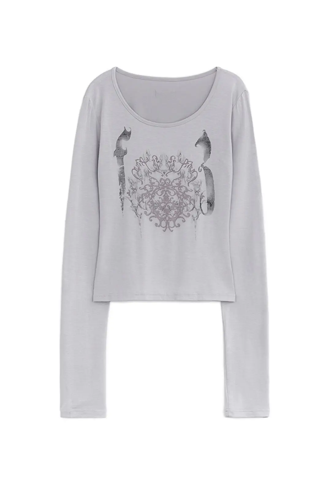 허그유어스킨 Ornament printed top (Graish Pink) 상품 이미지 1