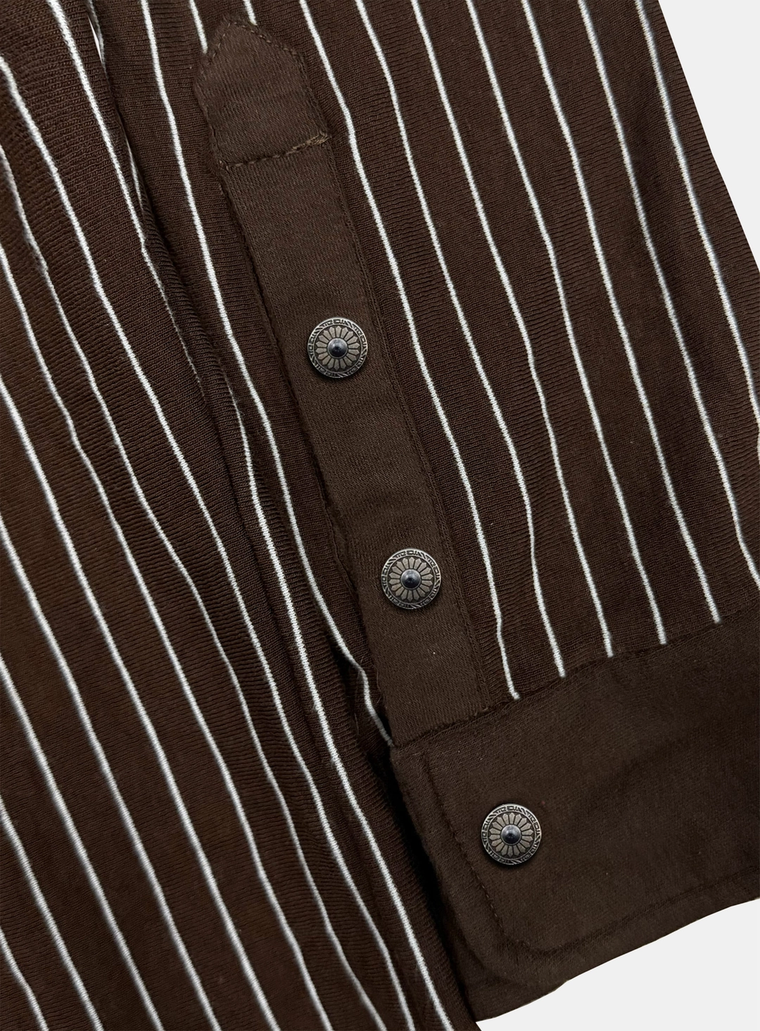 배드블러드 [w-tee26-107] Vintage Jersey Polo 3/4 Sleeve Shirt - Brown Stripe 상품 이미지 3