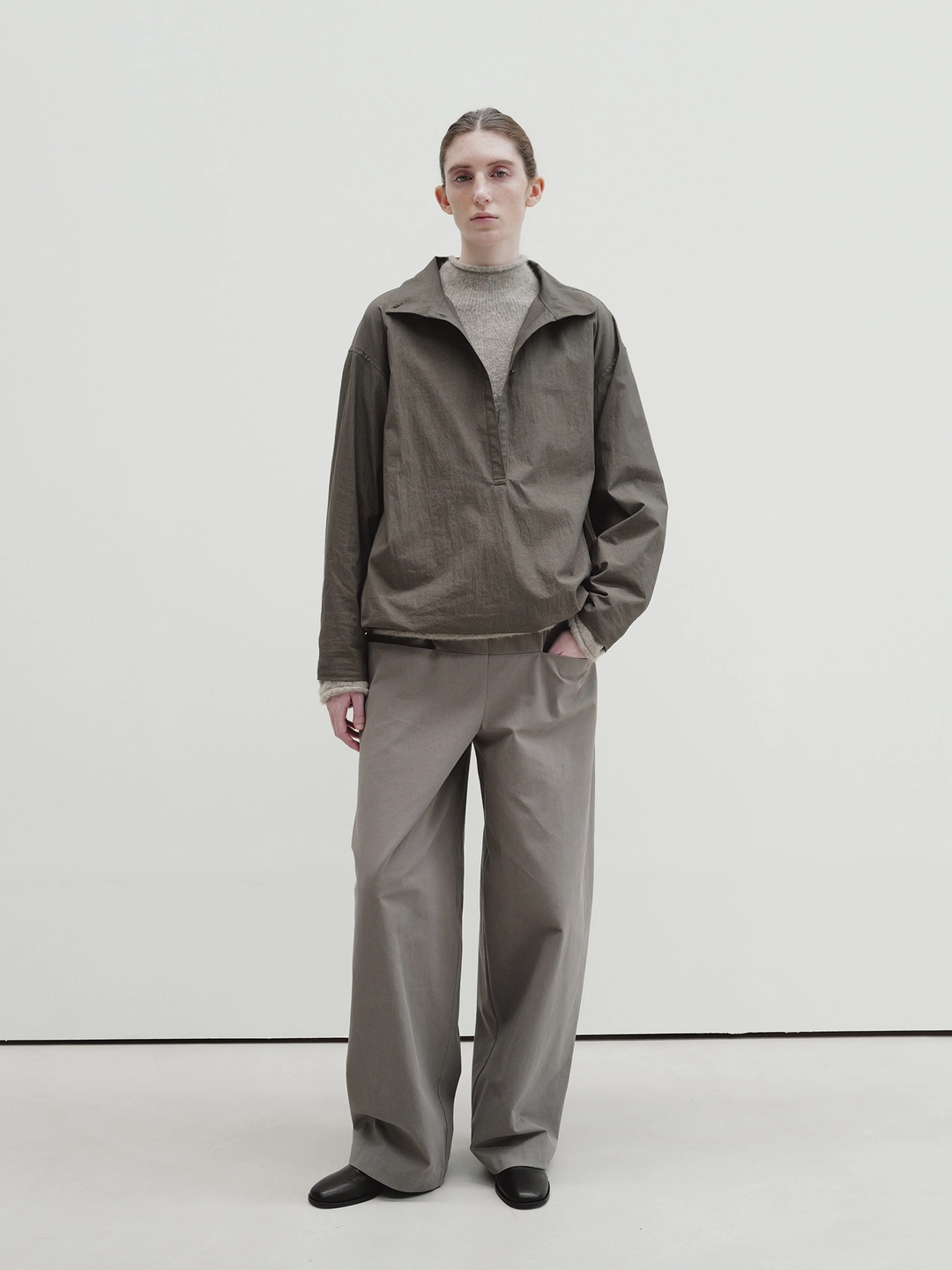 모이아 half placket shirt (ash gray) 상품 이미지 2