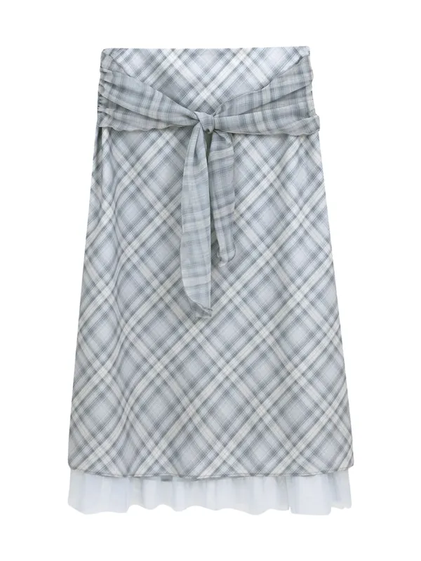 RIBBON DETAIL MERMAID SKIRT (LIGHT BLUE)