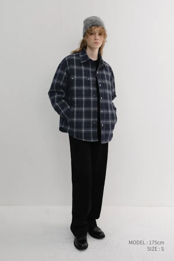 UNISEX QUILTED FLANNEL SHIRT NAVY CHECK_UDJU6D128N2