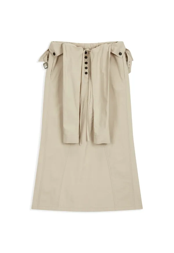 WRAP TRENCH SKIRT, BEIGE