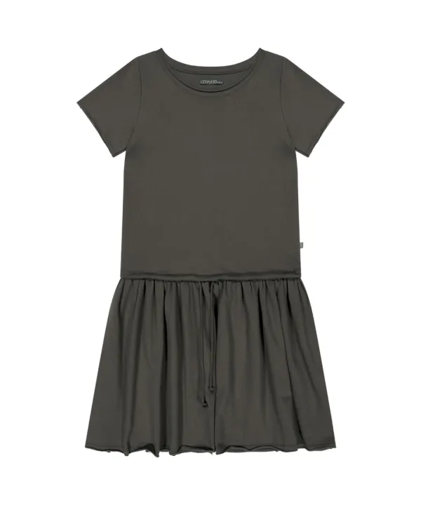 038 SHIRRING OVER ONE PIECE BROWN