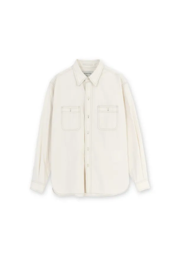 25SS W Washed Work Shirt, Ecru