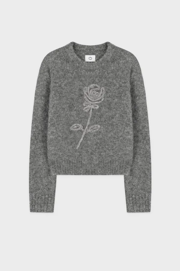 Rose Boucle Pullover Knit (Melange Grey)