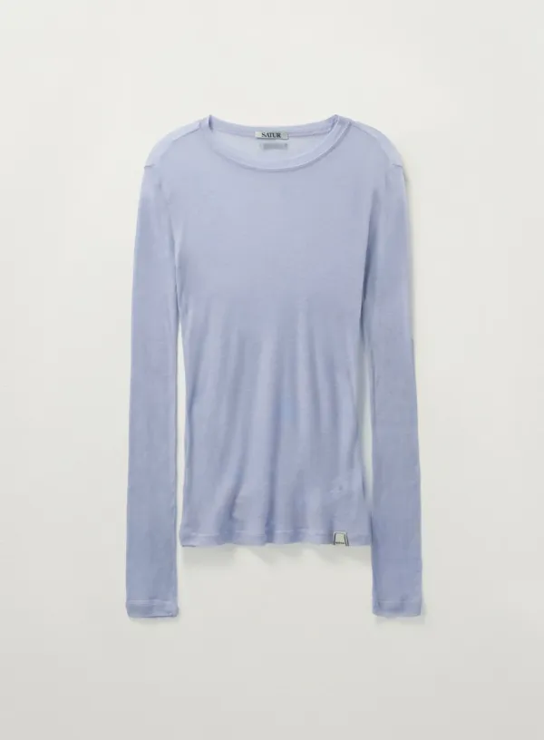 (W) Slim Fit Layered Long Sleeve - Sky Blue