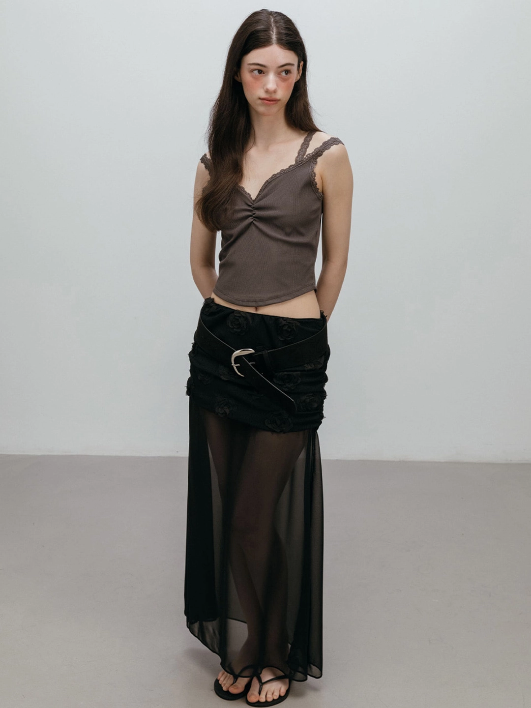 모이페어 LAYERED SEE-THROUGH SKIRT / BLACK 상품 이미지 2