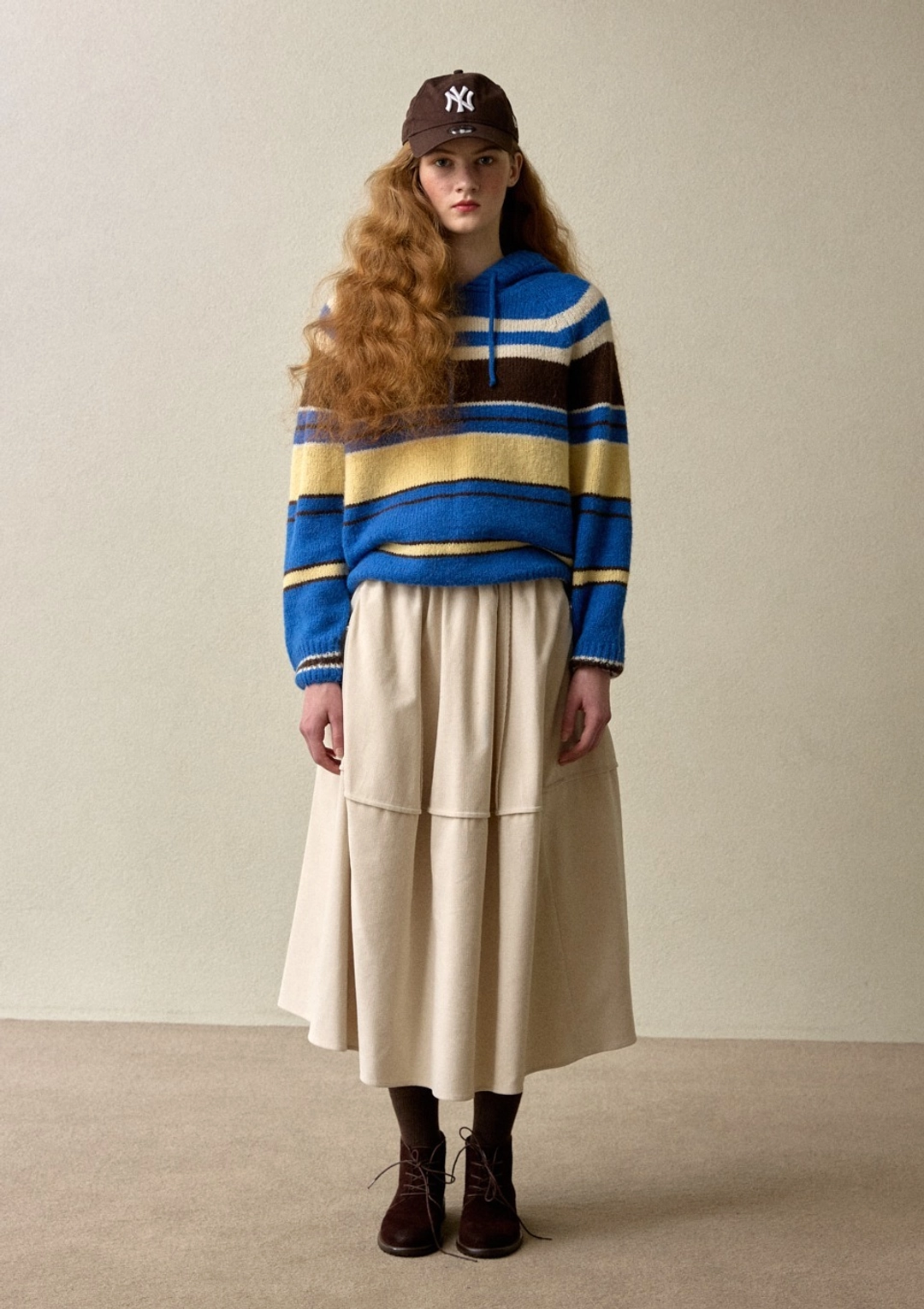 오픈도어 Volume Corduroy Skirt Ivory 상품 이미지 2