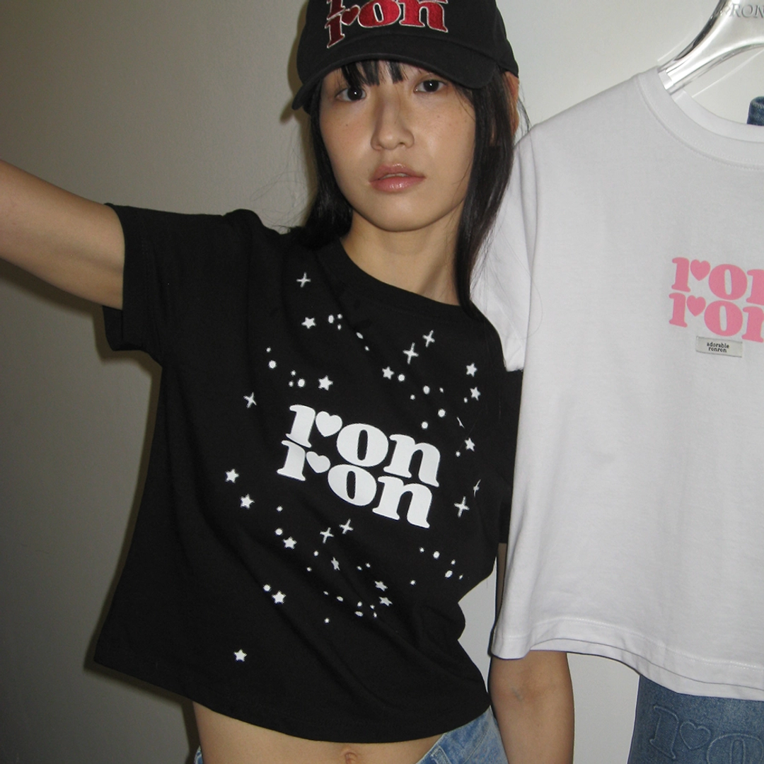 론론 MILKY WAY CROP T SHIRT BLACK 상품 이미지 1