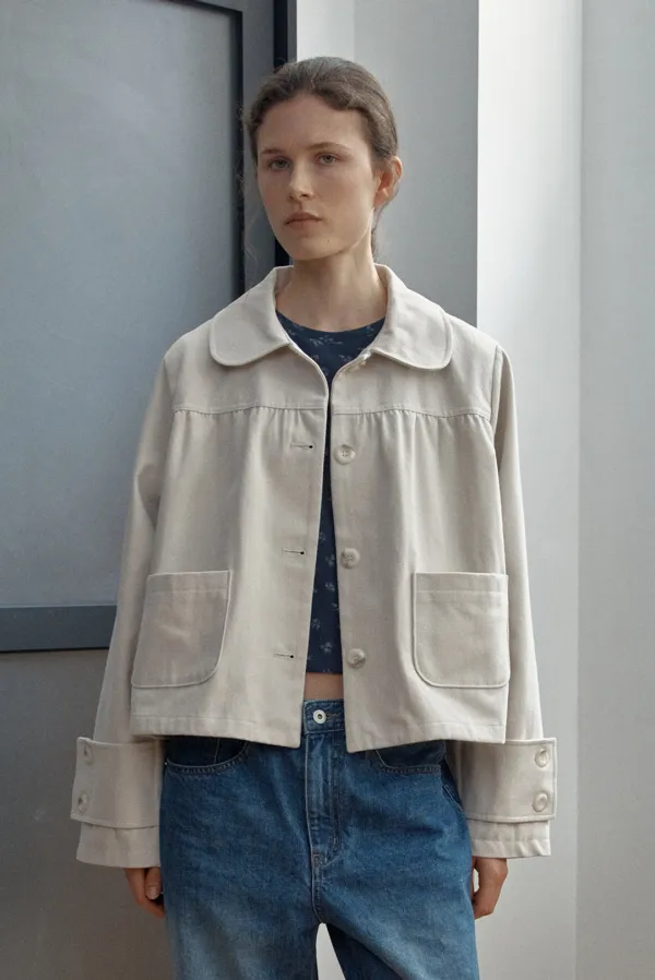 A shirring jacket - cream