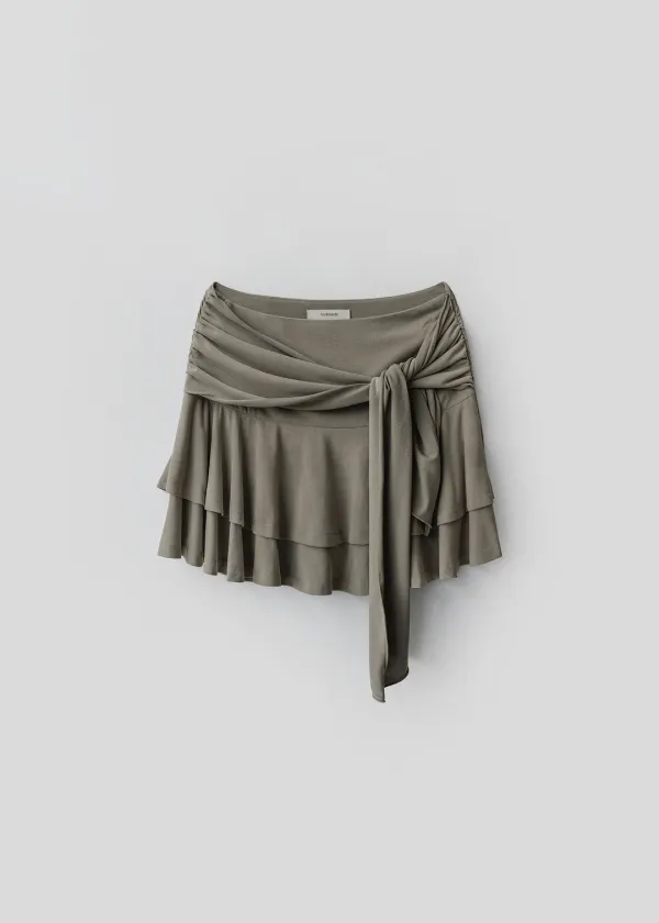 Amalfi ruffle wrap skirt (mocha)