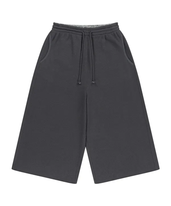 038 WAFFLE CAPRI PANTS CHARCOAL