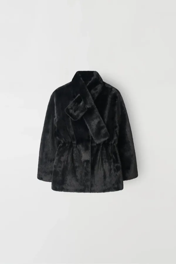 muffler fur coat (black)