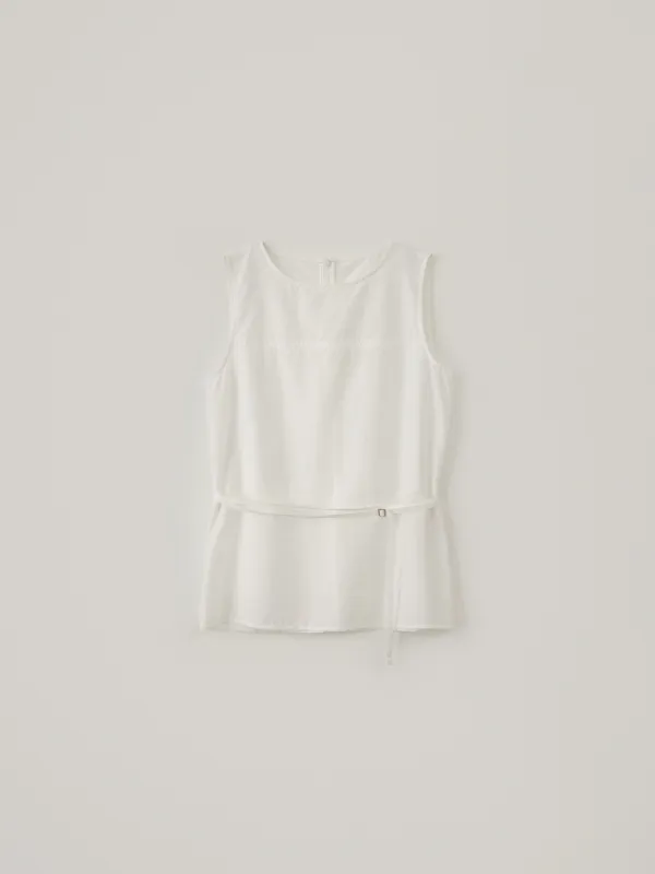 Sheer Strap Sleeveless Top - White